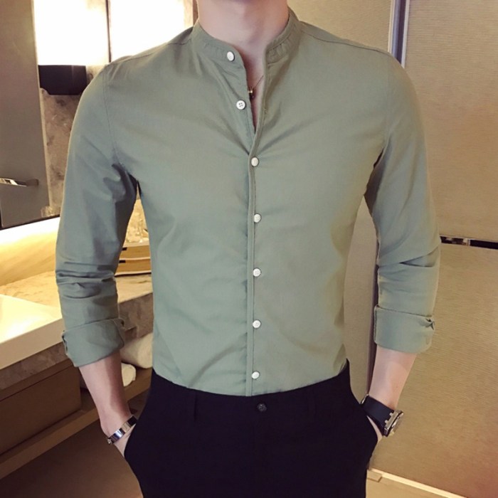 Men's long sleeve slim fit dress shirts