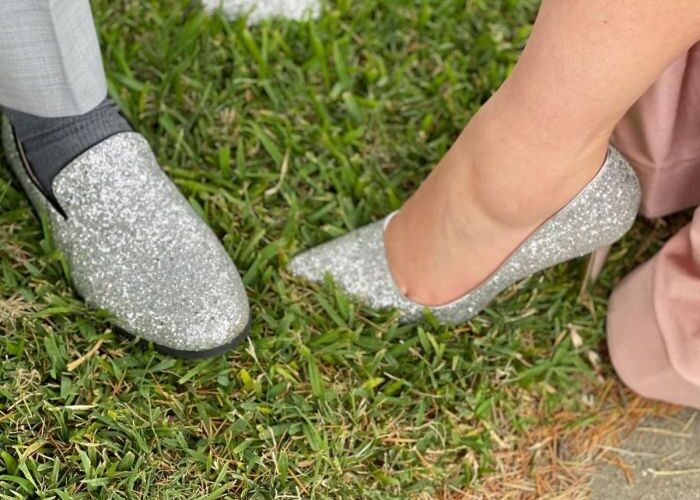 Mens silver glitter dress shoes