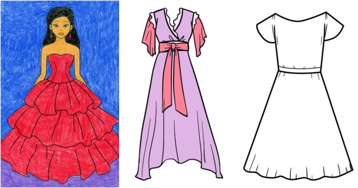 How to draw different styles of dresses