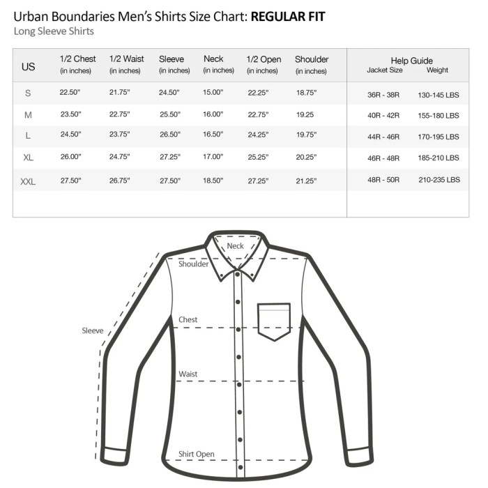 Men's dress shirt sizes