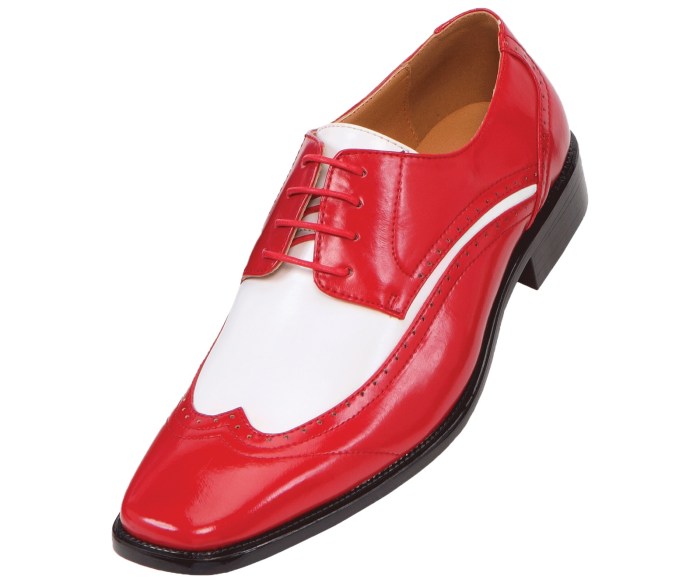 Red and white dress shoes mens