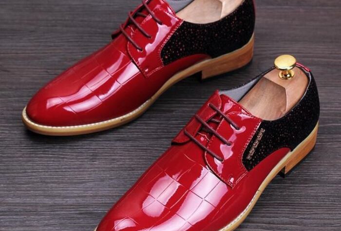 Red and white dress shoes mens