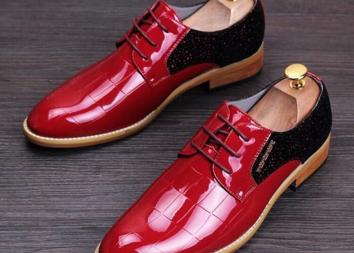 Red and white dress shoes mens