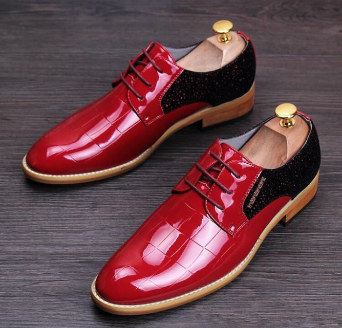 Red and white dress shoes mens